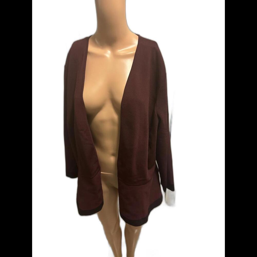 NY&CO Eva Mendes Elegant Burgundy Open Front Cardigan. Perfect Piece Sz-3X